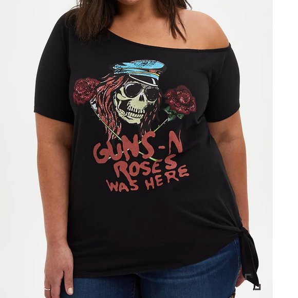 Torrid Tops - Torrid Plus Size Guns N Roses Off The Shoulder Side Tie Tee Top 2X NWT
